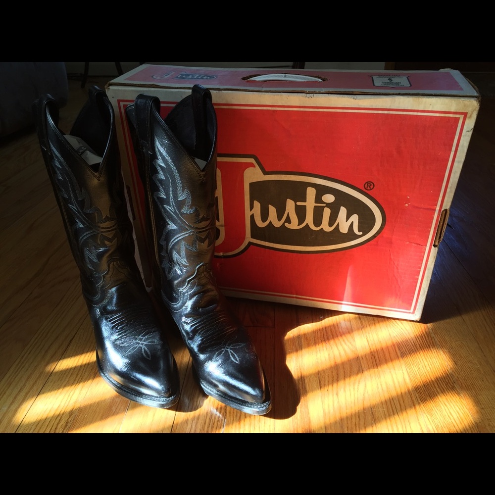 Justin Boots Glossy Black Heeled Boots